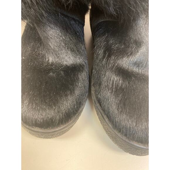 Deborah Black Fur Boots with 100% Wool Sherpa Interior Italy Size 37 - Picture 12 of 15